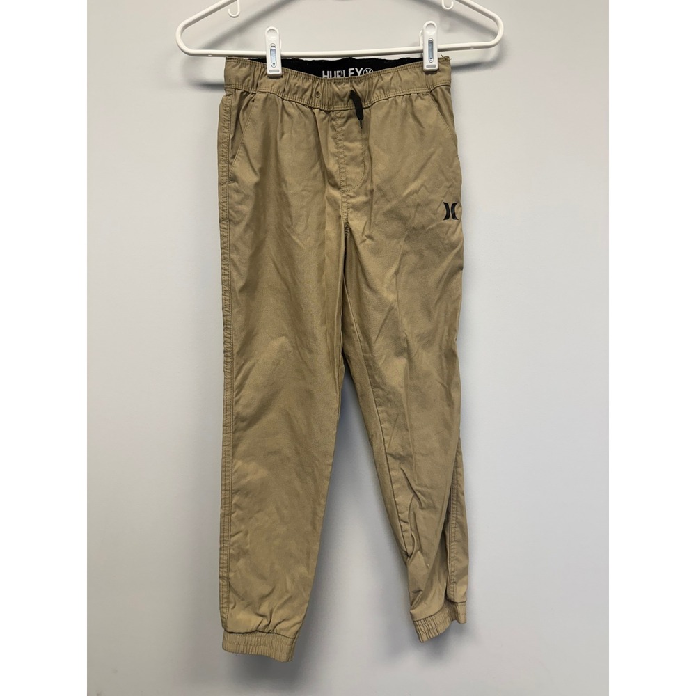 Hurley Boys Khaki Twill Jogger Pants Tan Size 7/8 Elastic Waist Cuff Kids